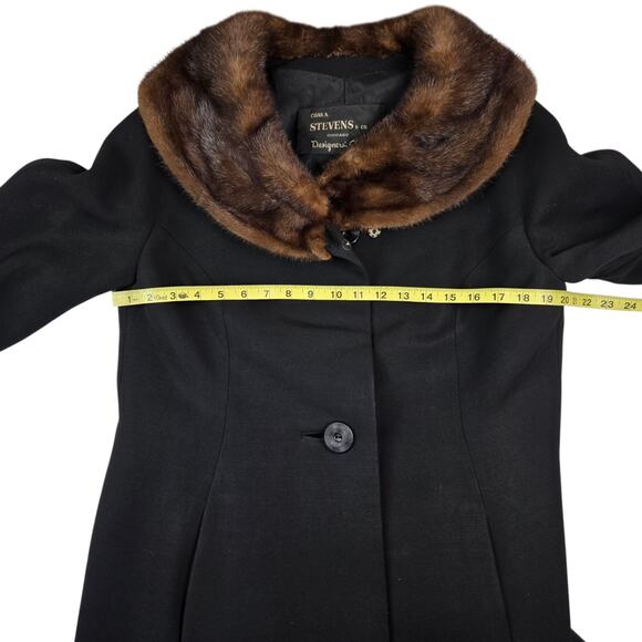 Vintage Womens Chas A Stevens Pea Coat Overcoat Size Medium Mink 3/4 Sleeve - Picture 4 of 12
